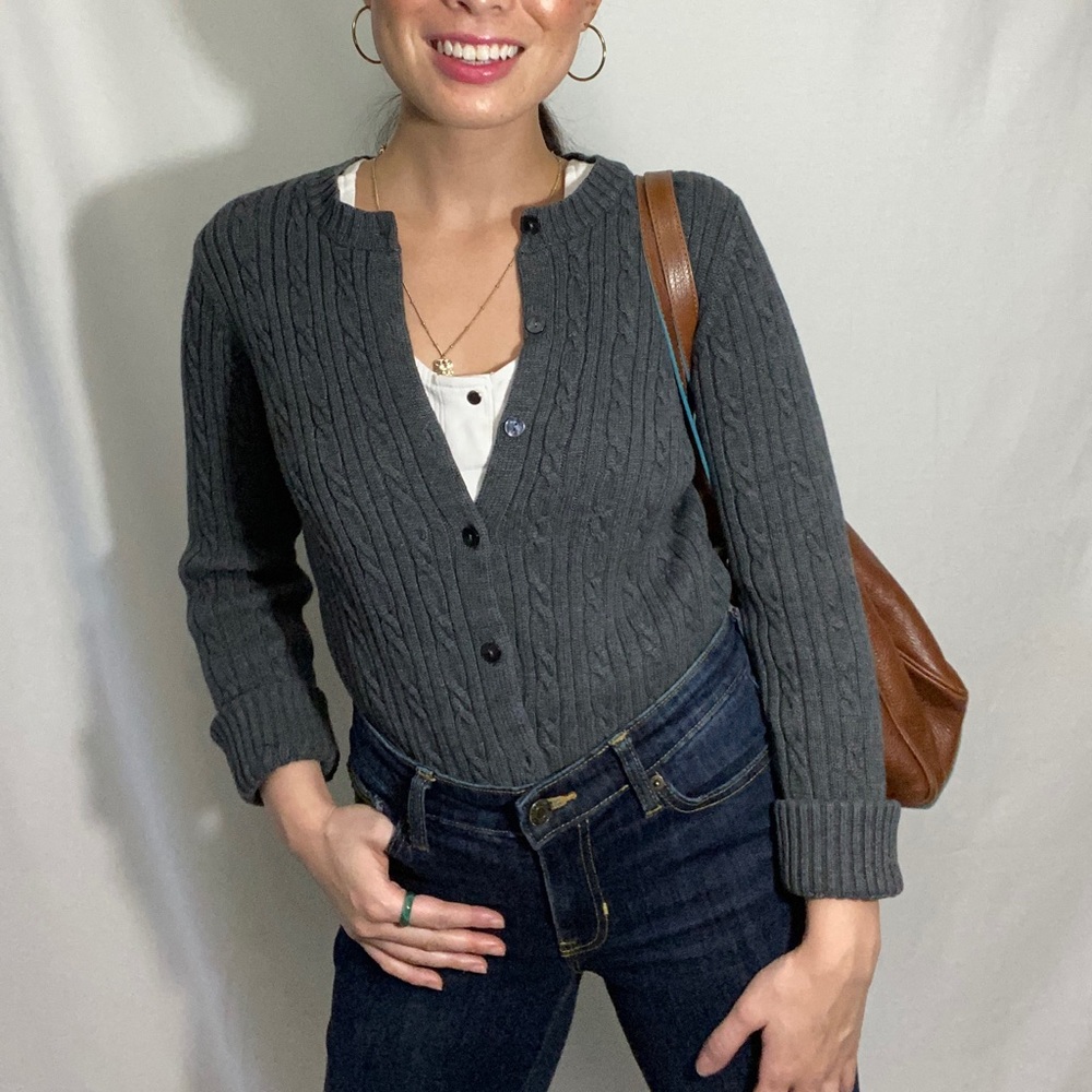 Vintage womens gray button cardigan size medium